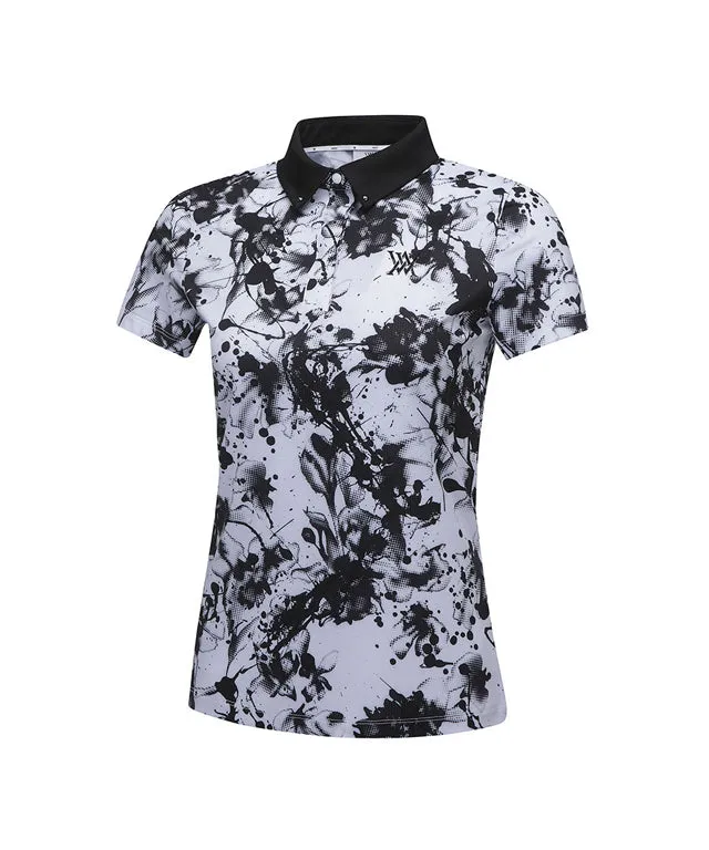 ANEW Golf: Women Flower Pattern Short T-Shirt - White