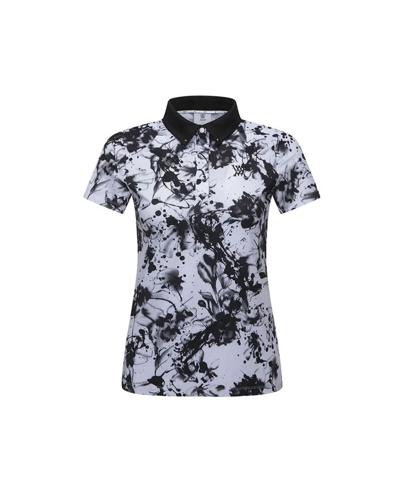 ANEW Golf: Women Flower Pattern Short T-Shirt - White