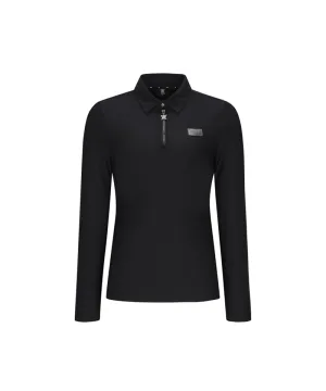 ANEW Golf Women Woven Mixed Collar L/TS - Black