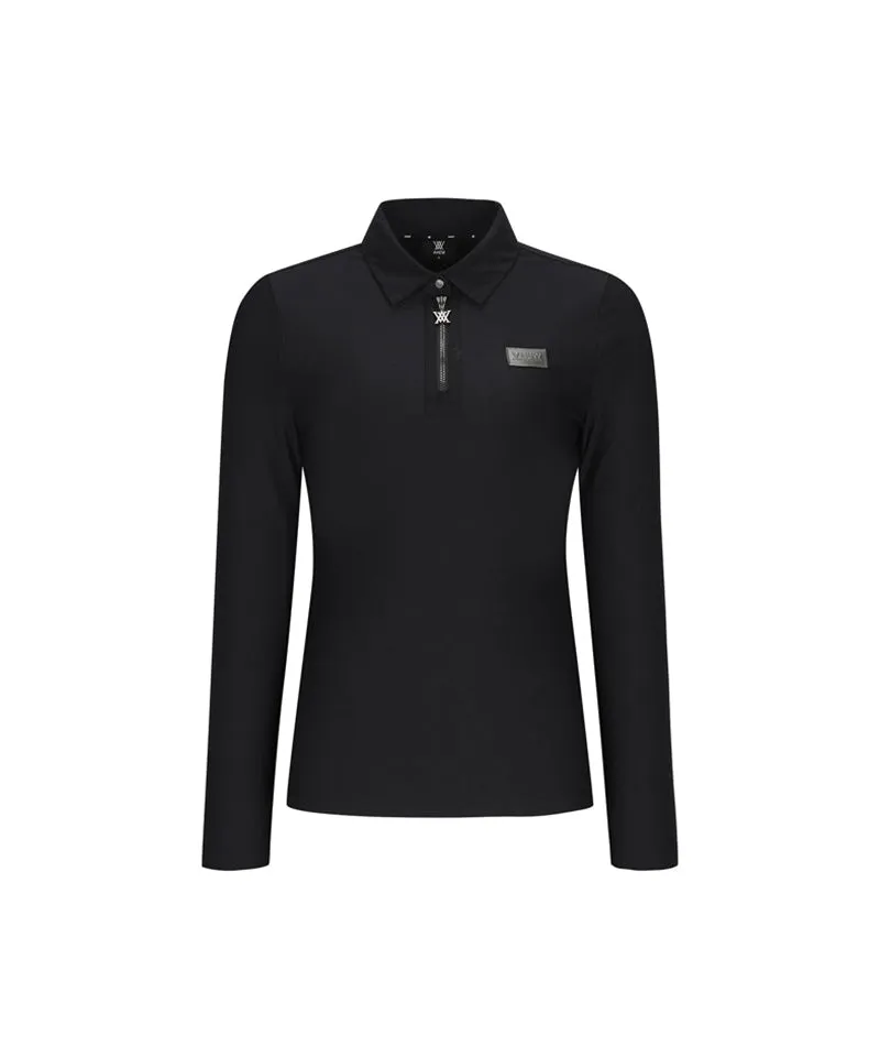 ANEW Golf Women Woven Mixed Collar L/TS - Black