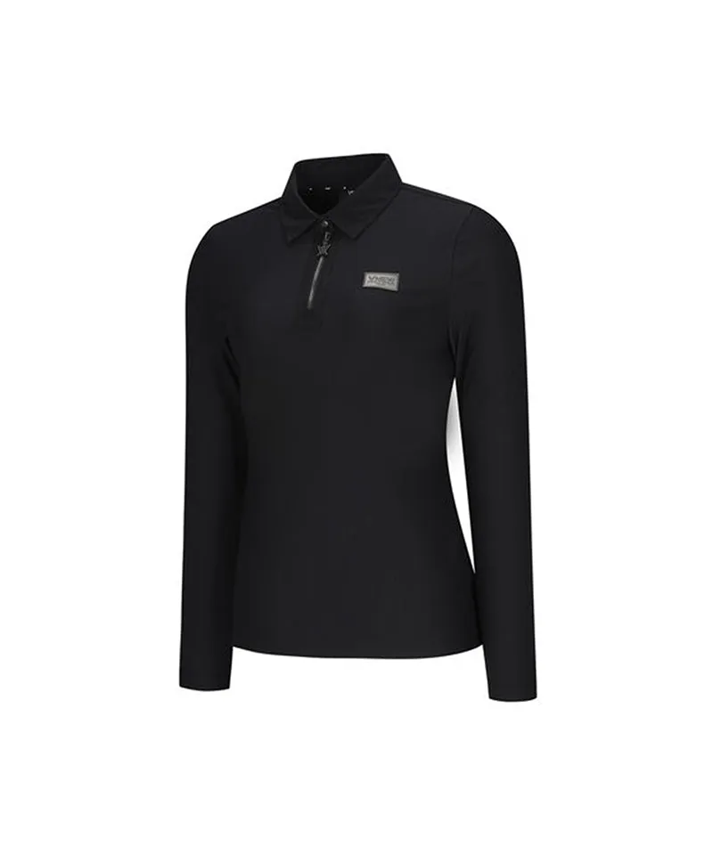 ANEW Golf Women Woven Mixed Collar L/TS - Black