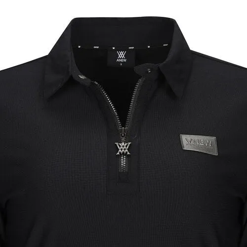 ANEW Golf Women Woven Mixed Collar L/TS - Black