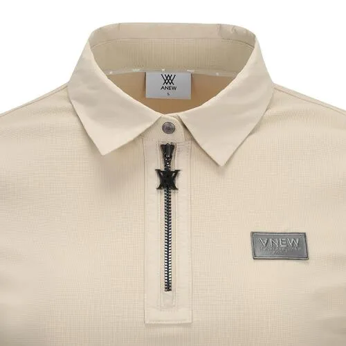 ANEW Golf Women Woven Mixed Collar L/TS - Light Beige
