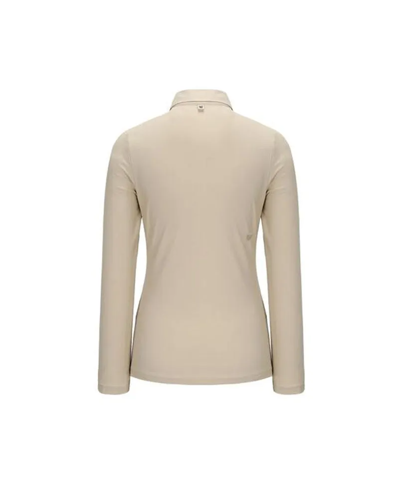 ANEW Golf Women Woven Mixed Collar L/TS - Light Beige