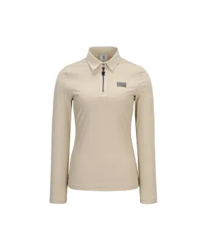ANEW Golf Women Woven Mixed Collar L/TS - Light Beige