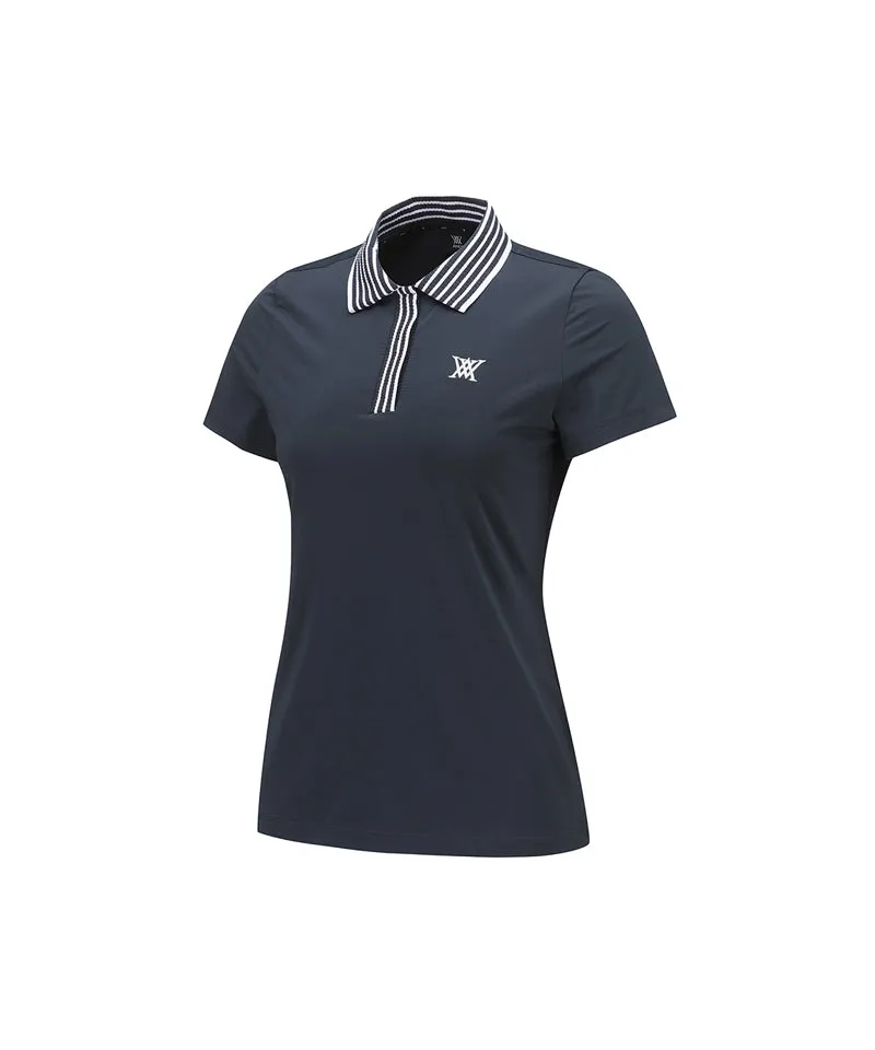 ANEW Golf Women's Knit Collar Short T-Shirt - D/Gray