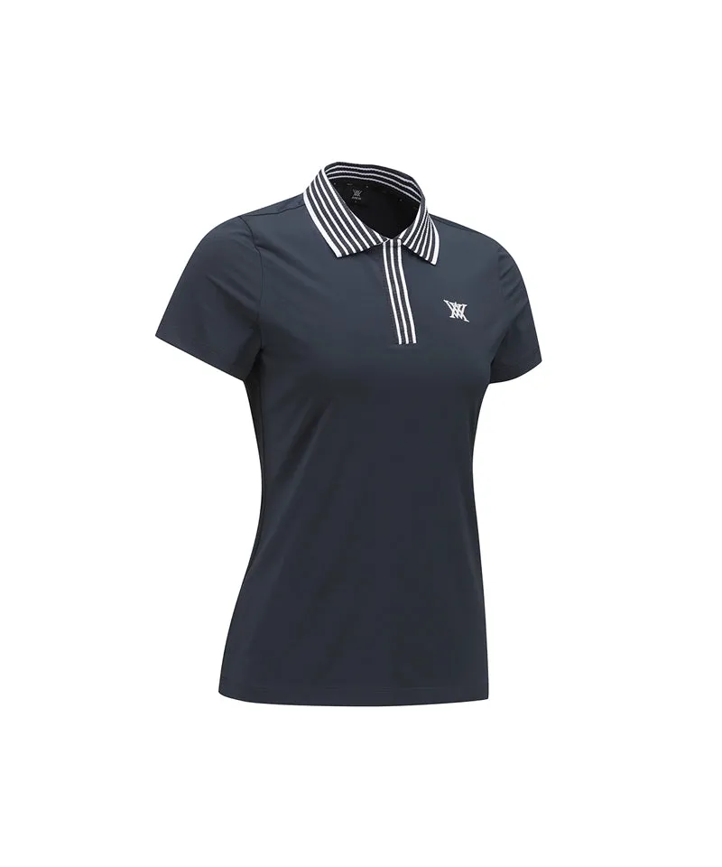 ANEW Golf Women's Knit Collar Short T-Shirt - D/Gray