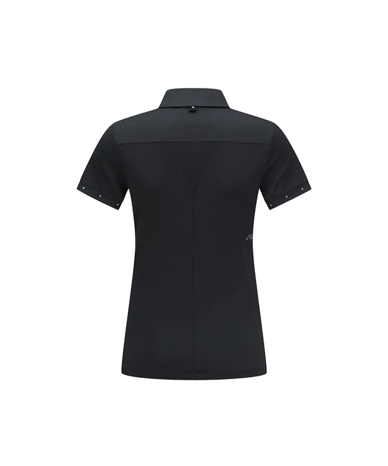ANEW Women's Back Triangular Point Short T-Shirt - Black