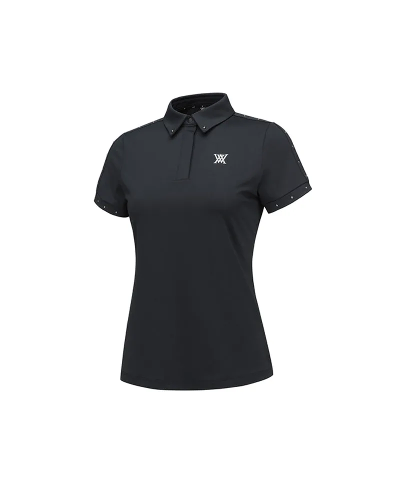 ANEW Women's Back Triangular Point Short T-Shirt - Black
