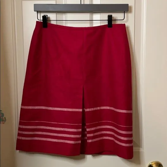 Ann Taylor LOFT wool skirt red stripes size 6P