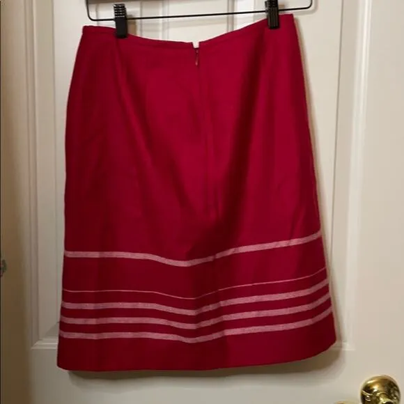 Ann Taylor LOFT wool skirt red stripes size 6P