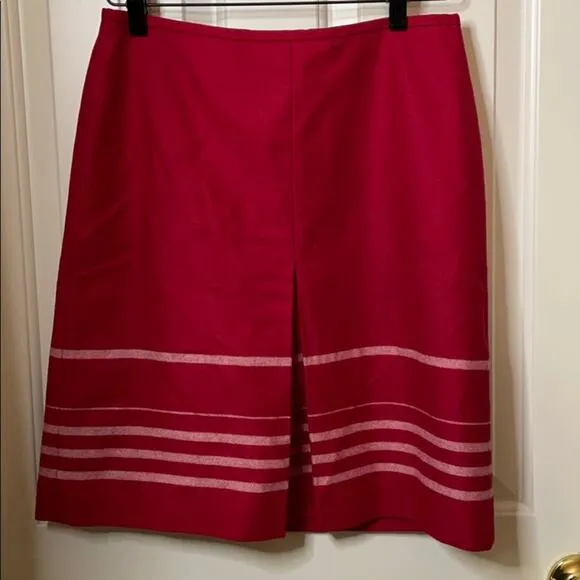 Ann Taylor LOFT wool skirt red stripes size 6P