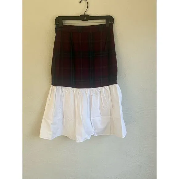 Anthropologie English Factory Tartan Combo Midi Skirt, Size Small