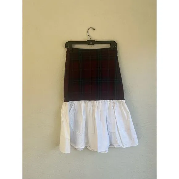 Anthropologie English Factory Tartan Combo Midi Skirt, Size Small