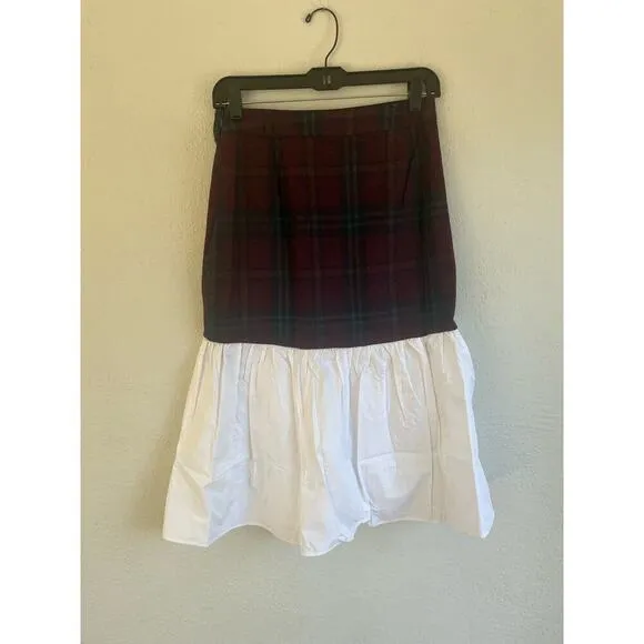 Anthropologie English Factory Tartan Combo Midi Skirt, Size Small