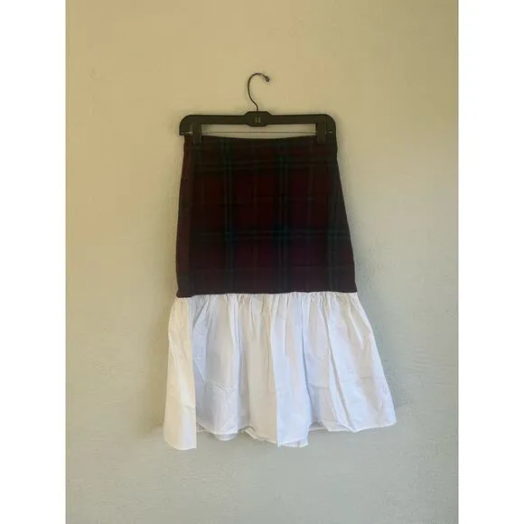 Anthropologie English Factory Tartan Combo Midi Skirt, Size Small