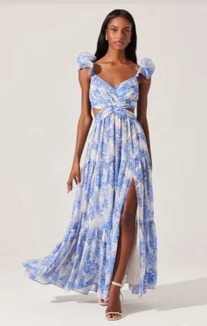 ASTR Blue Floral Fritillaria Maxi Dress