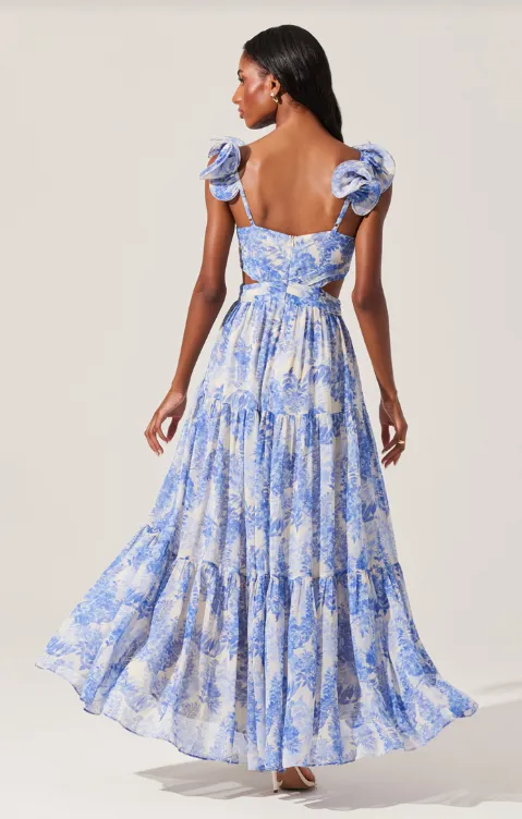ASTR Blue Floral Fritillaria Maxi Dress