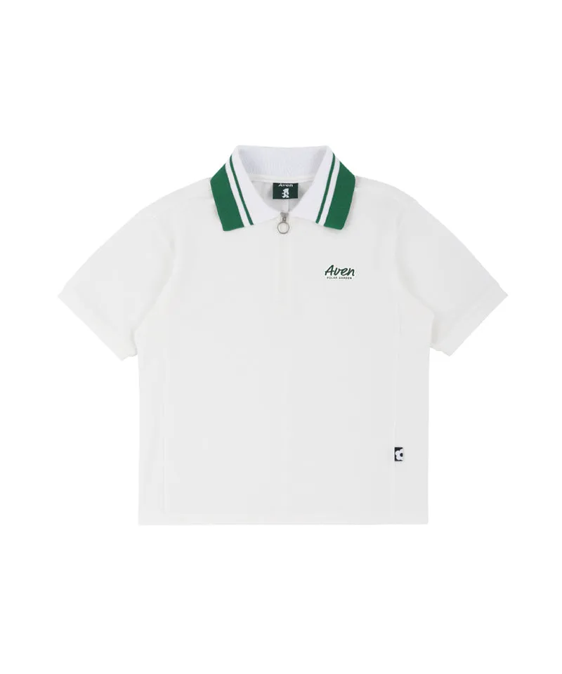 AVEN Color Block Collar Short Sleeve T-shirt - White