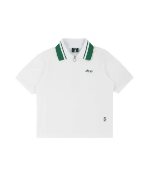AVEN Color Block Collar Short Sleeve T-shirt - White