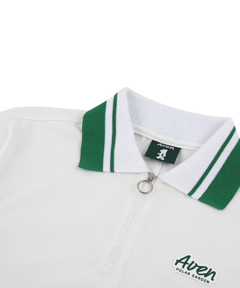 AVEN Color Block Collar Short Sleeve T-shirt - White
