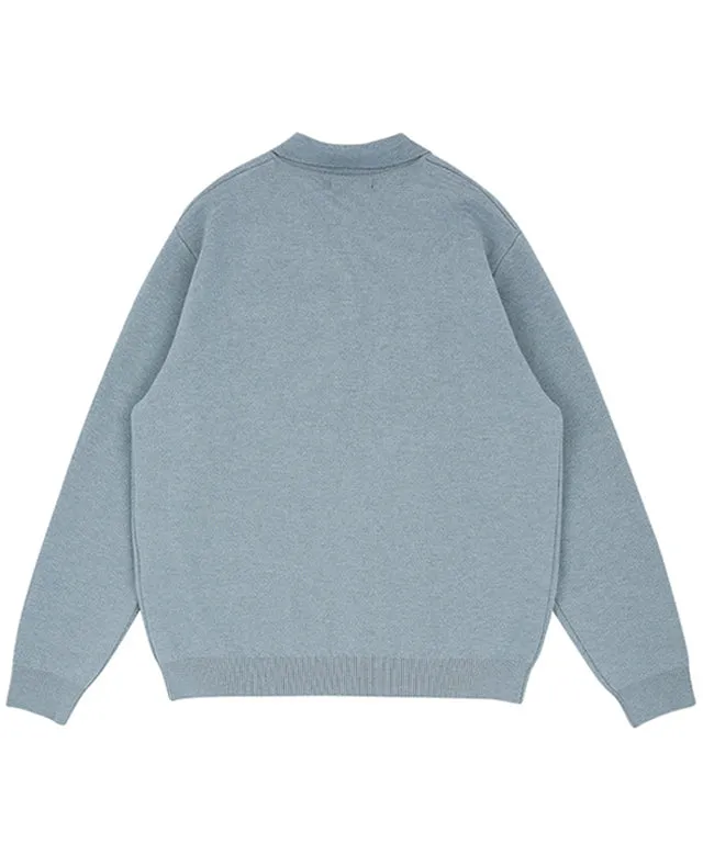 AVEN Men's Signature Flower Jacquard Wool Knit - Sky Blue