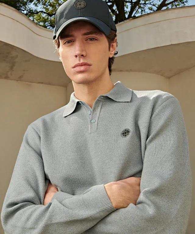AVEN Men's Signature Flower Jacquard Wool Knit - Sky Blue