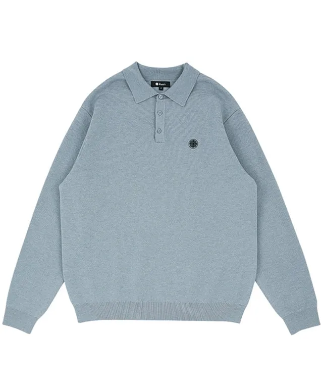 AVEN Men's Signature Flower Jacquard Wool Knit - Sky Blue