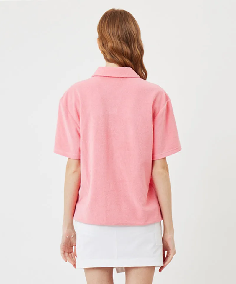 AVEN Terry V-Neck T-Shirt - Pink