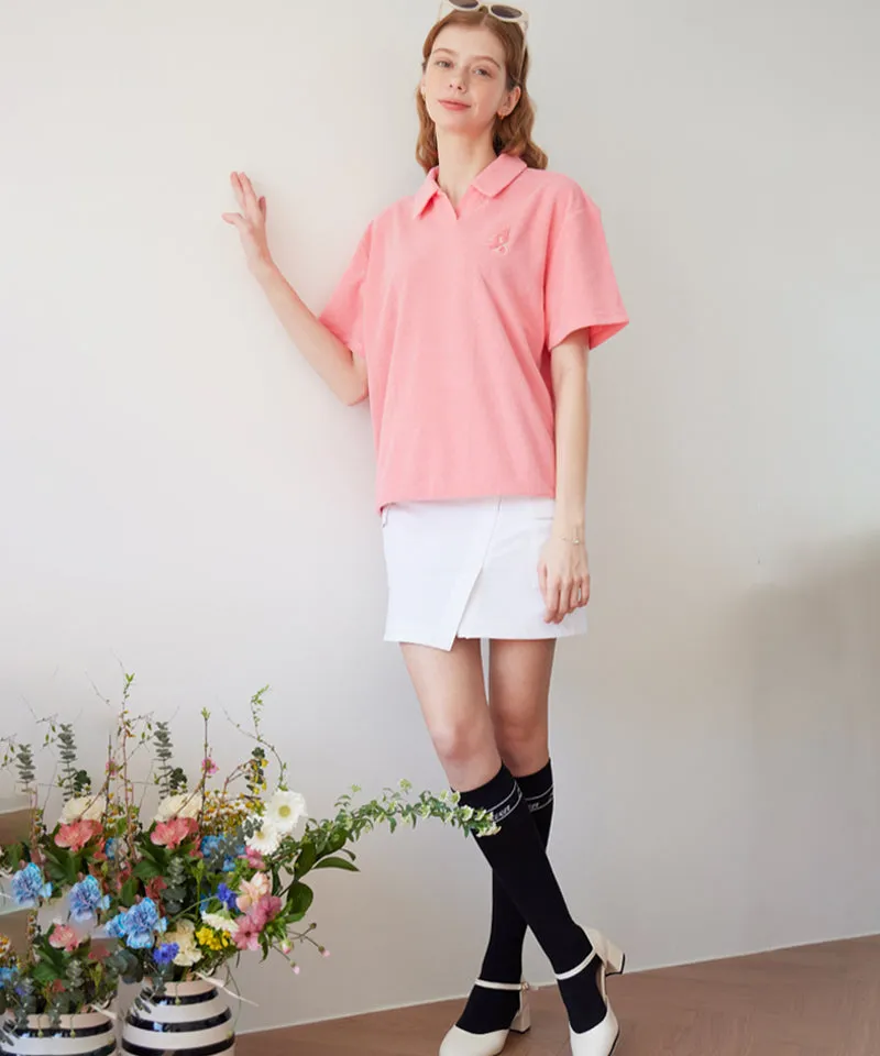 AVEN Terry V-Neck T-Shirt - Pink