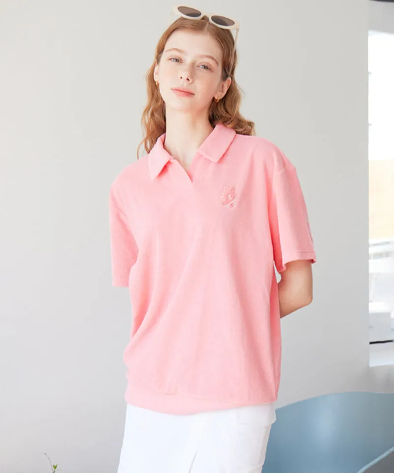 AVEN Terry V-Neck T-Shirt - Pink