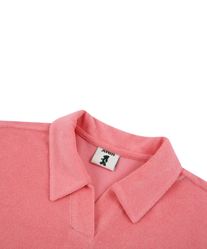 AVEN Terry V-Neck T-Shirt - Pink