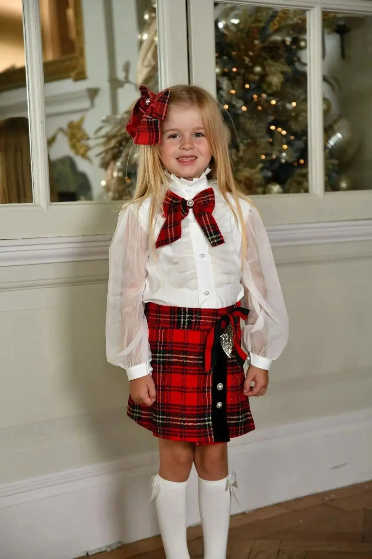 AW24 Naxos Girls Christmas Tartan Skirt Set & Hairbow
