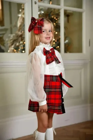 AW24 Naxos Girls Christmas Tartan Skirt Set & Hairbow