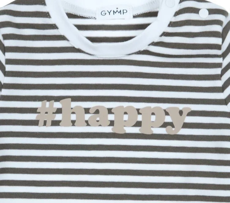 Baby Boys Khaki & White Happy T Shirt