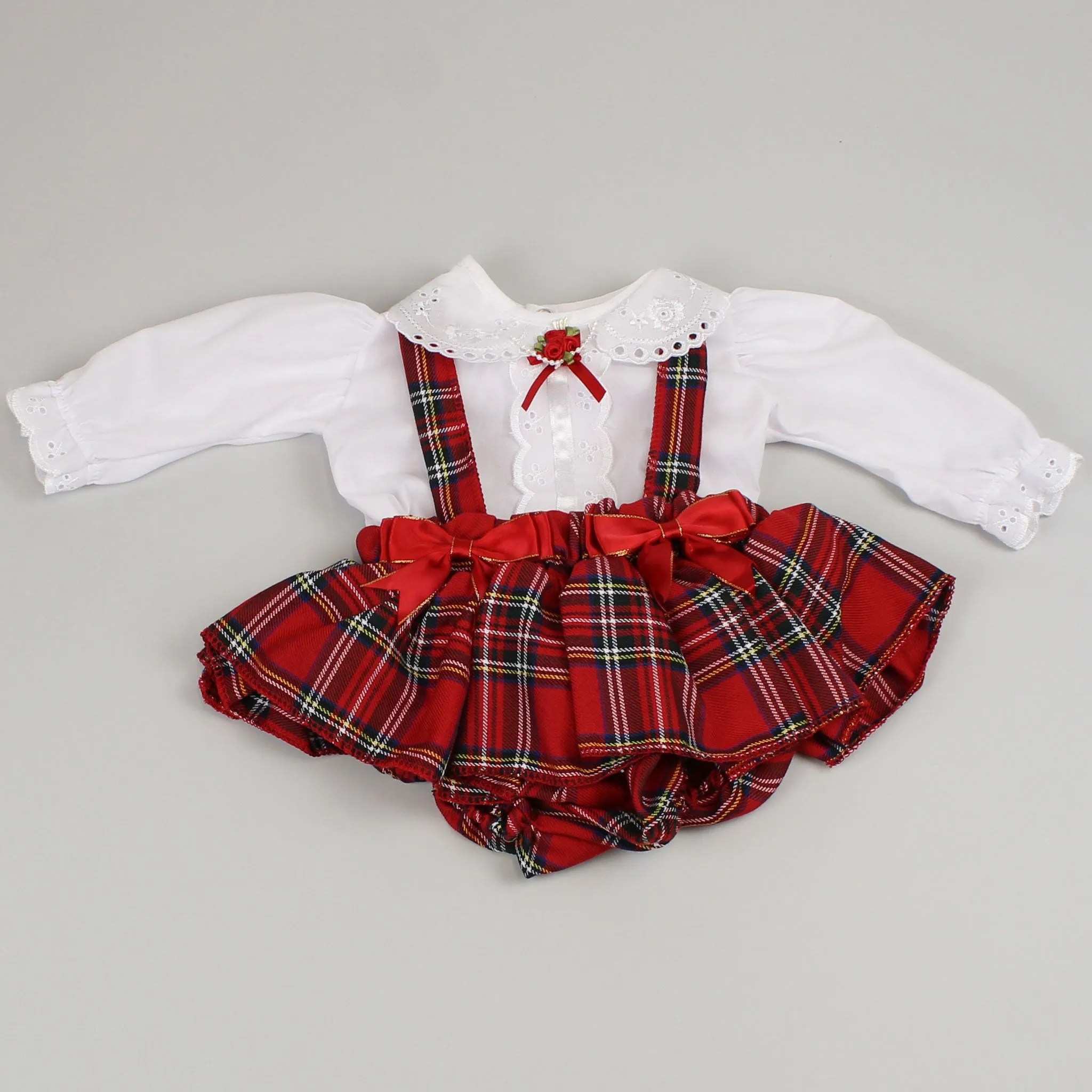 Baby Girl Red Tartan Outfit - Blouse and Jam Pants Dress