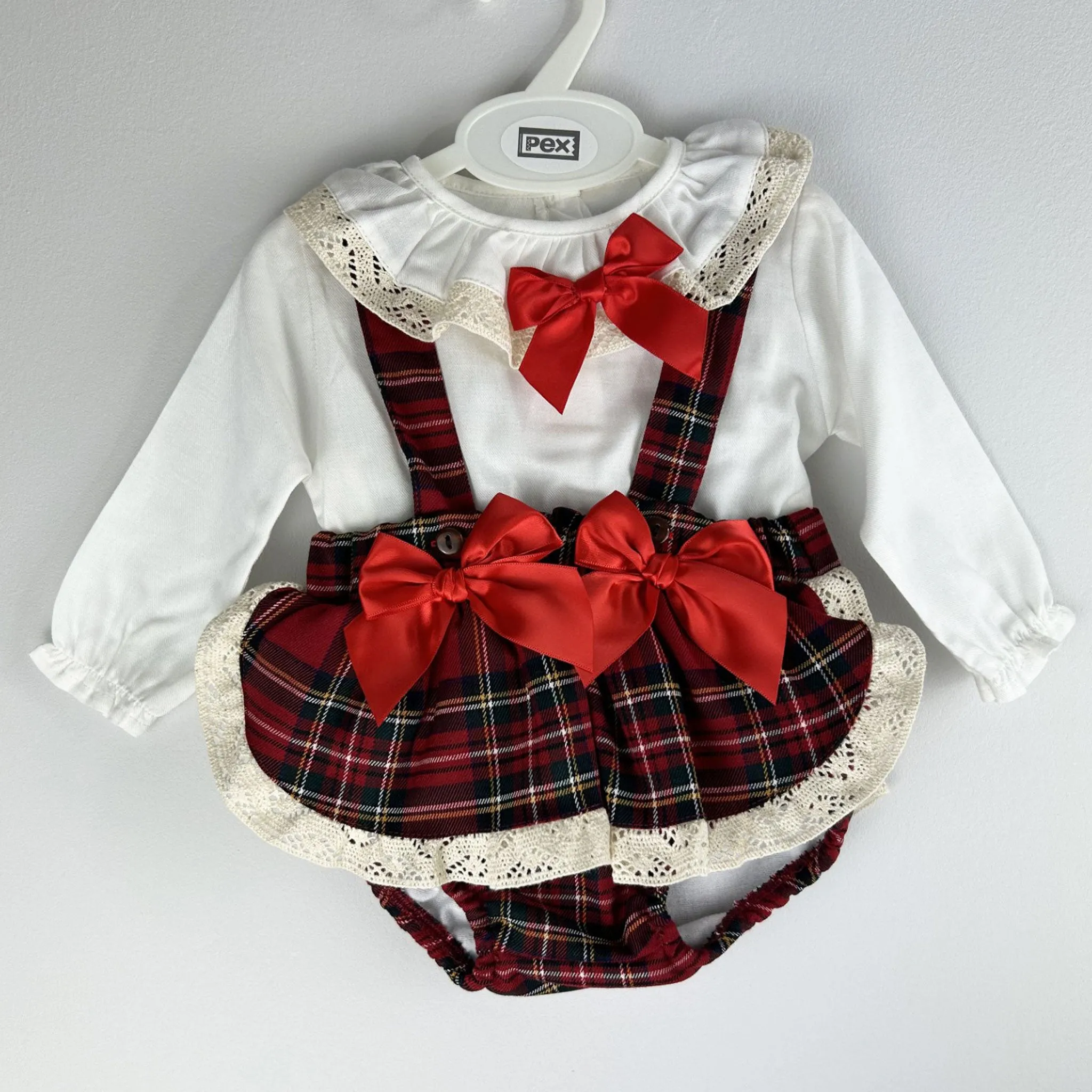 Baby Girls 2 Piece Red Tartan Outfit - Pex Tara
