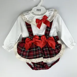 Baby Girls 2 Piece Red Tartan Outfit - Pex Tara