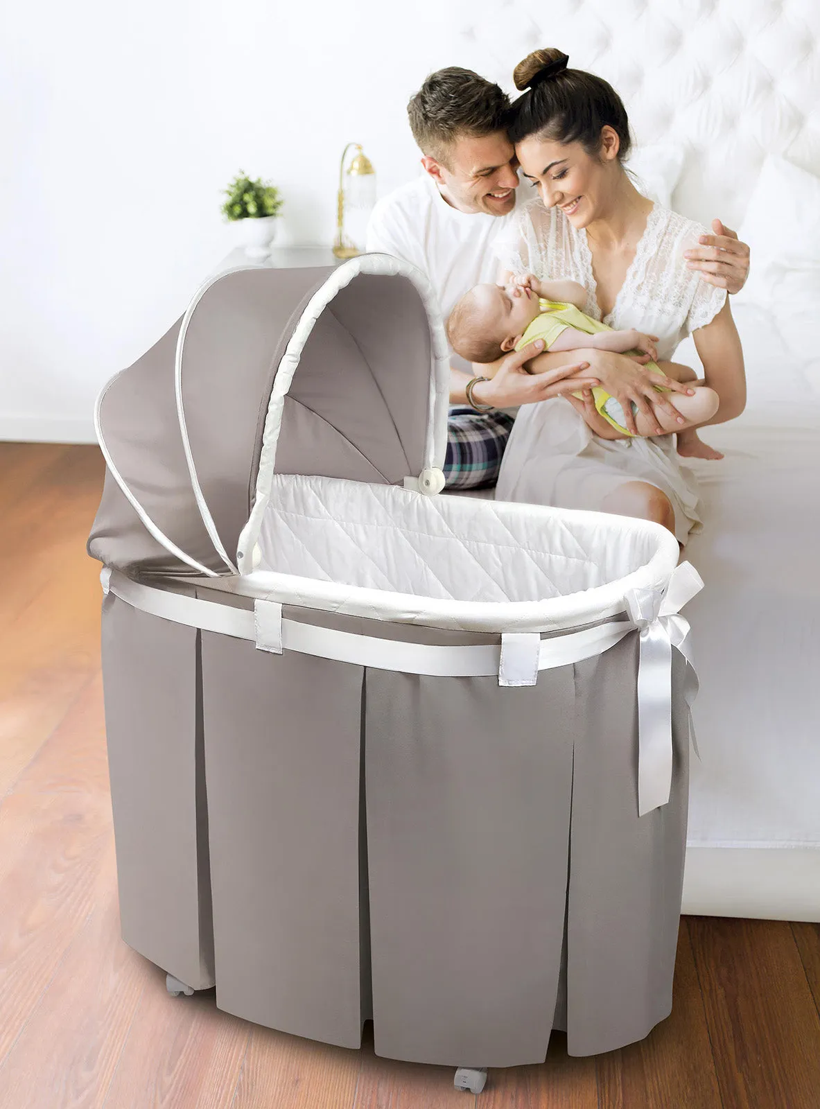 Badger Basket Grey Long Skirt Wishes Oval Bassinet