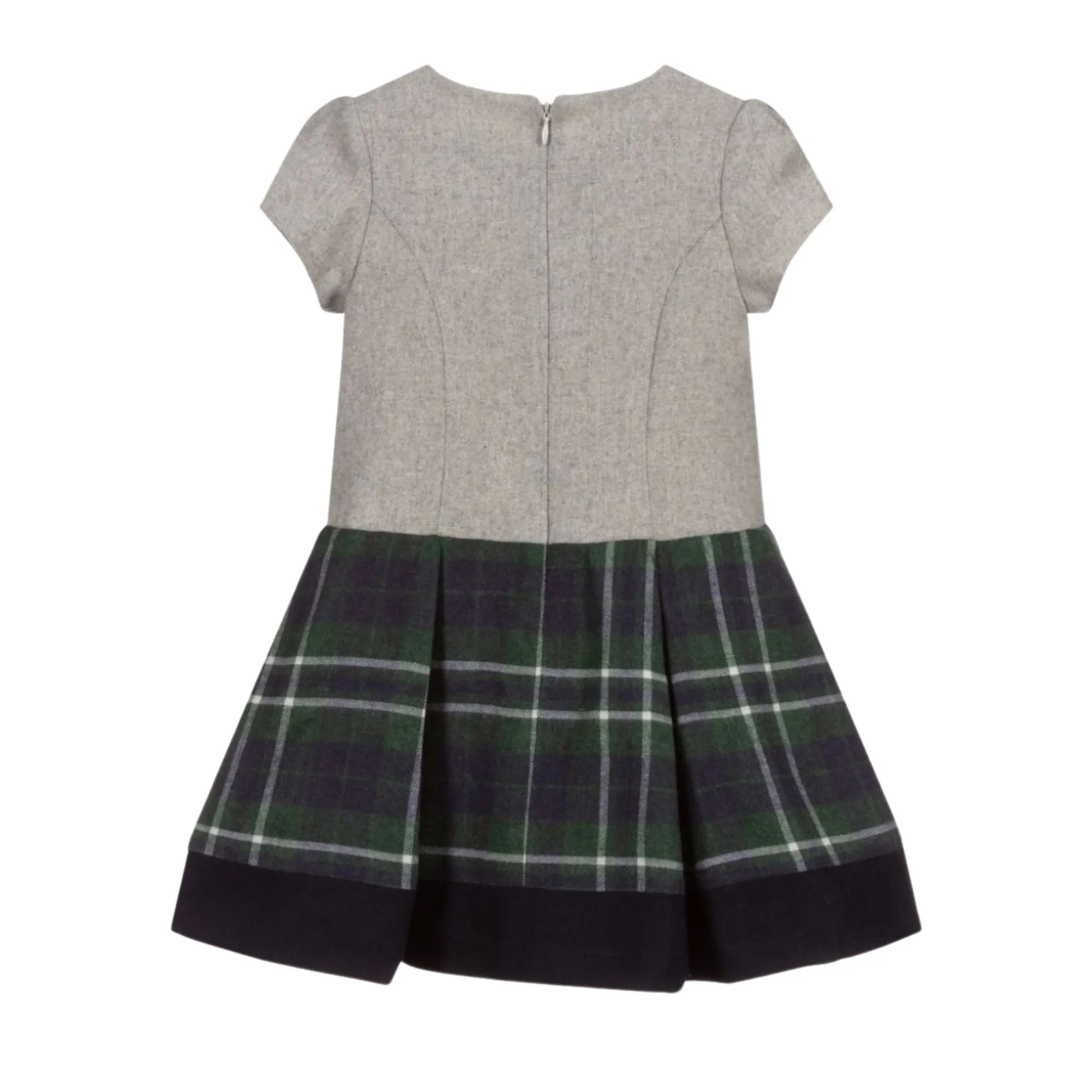 Balloon Chic Navy, Green & Grey Tartan Diamantés Bow Dress