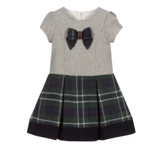 Balloon Chic Navy, Green & Grey Tartan Diamantés Bow Dress