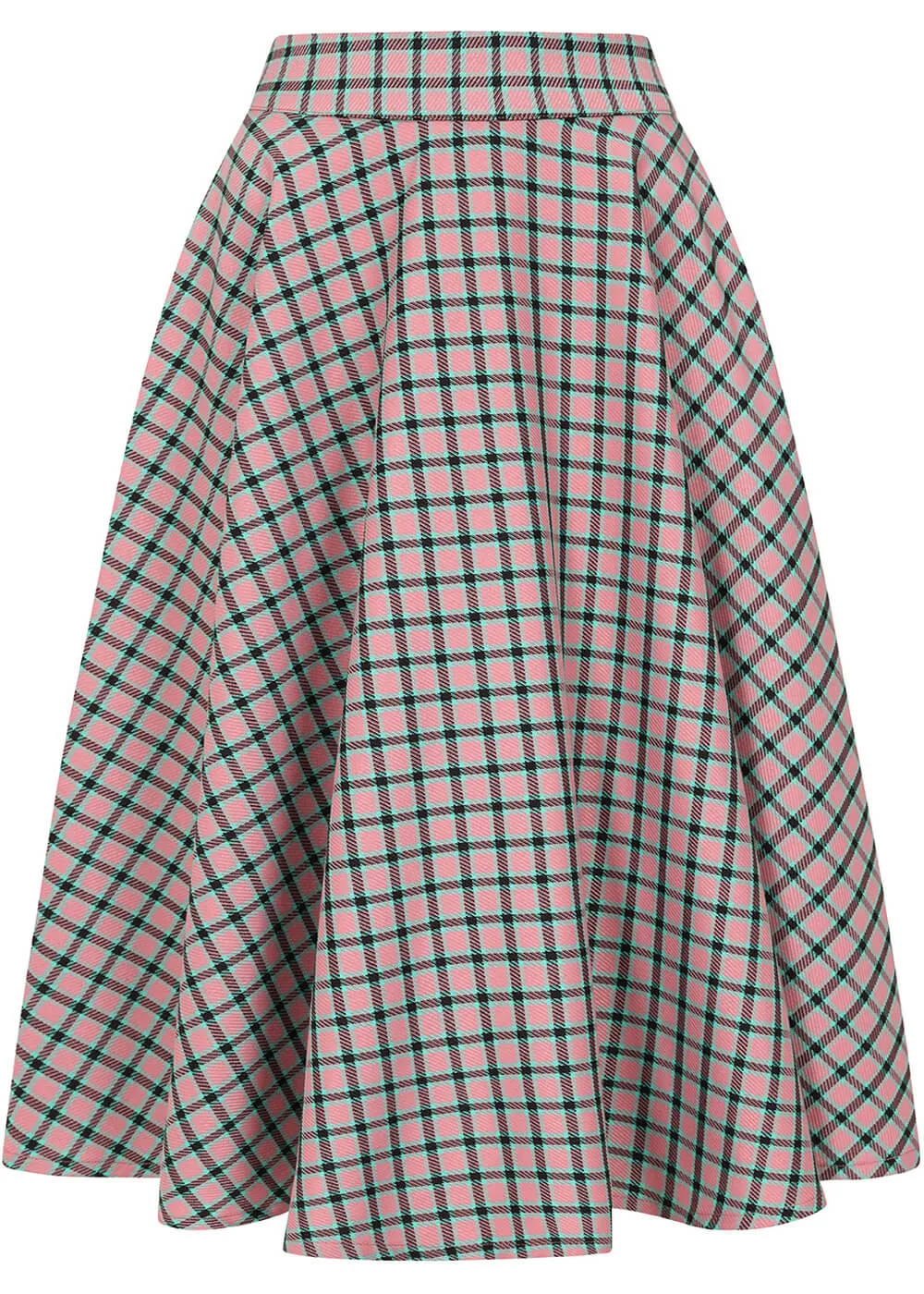 Banned Cary Sweet Check 50's Swing Skirt Pink
