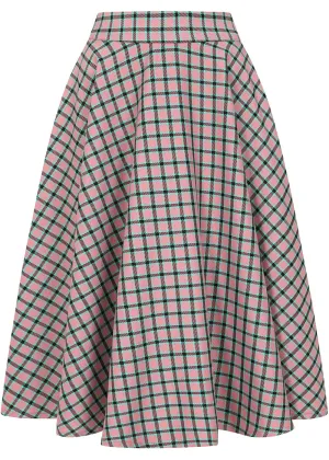 Banned Cary Sweet Check 50's Swing Skirt Pink