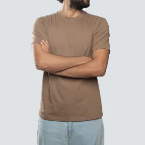 Basic Crewneck Tee . Cafe Tan