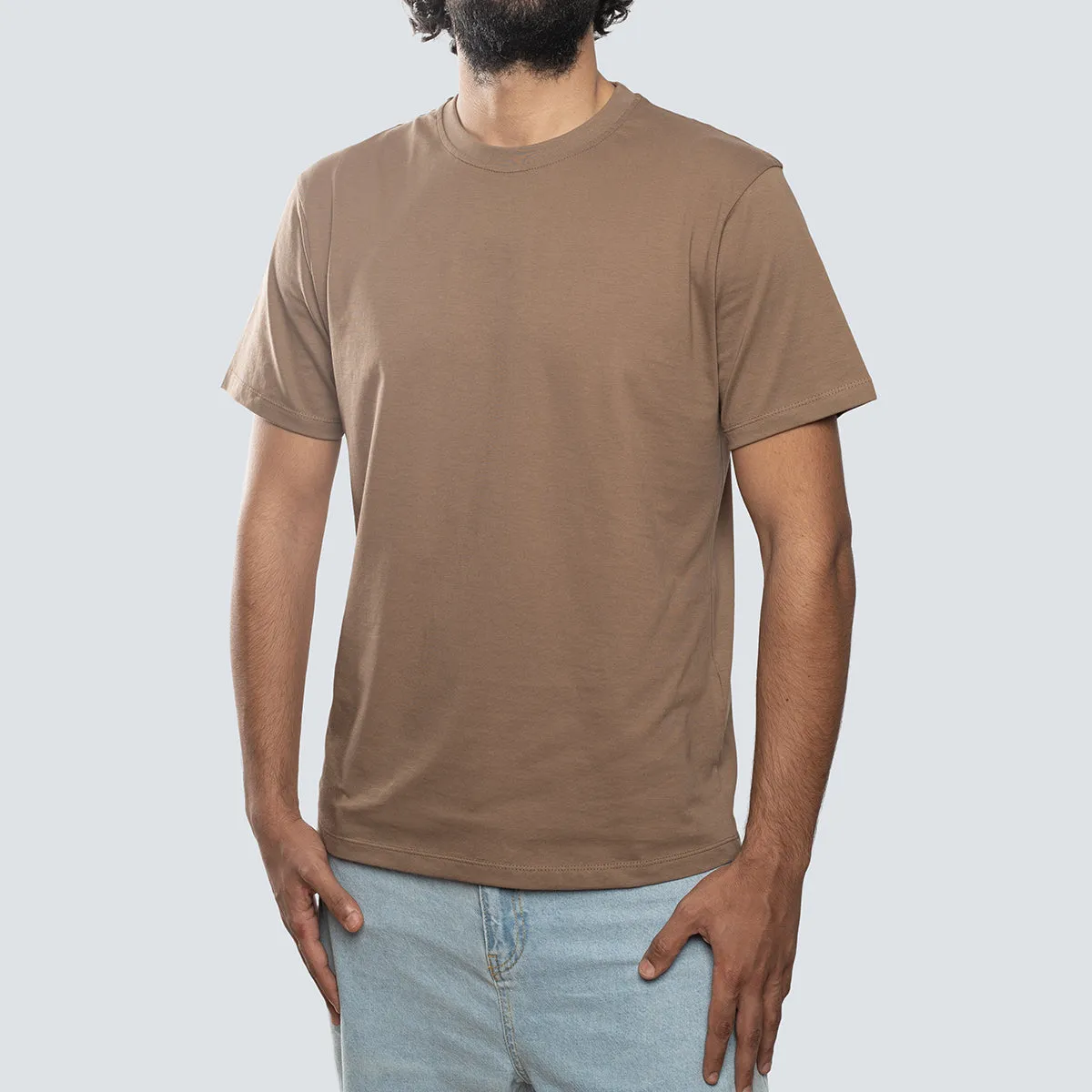 Basic Crewneck Tee . Cafe Tan