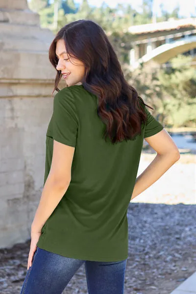 Basic V-Neck Short Sleeve T-Shirt (Sky, Moss, Coffee)