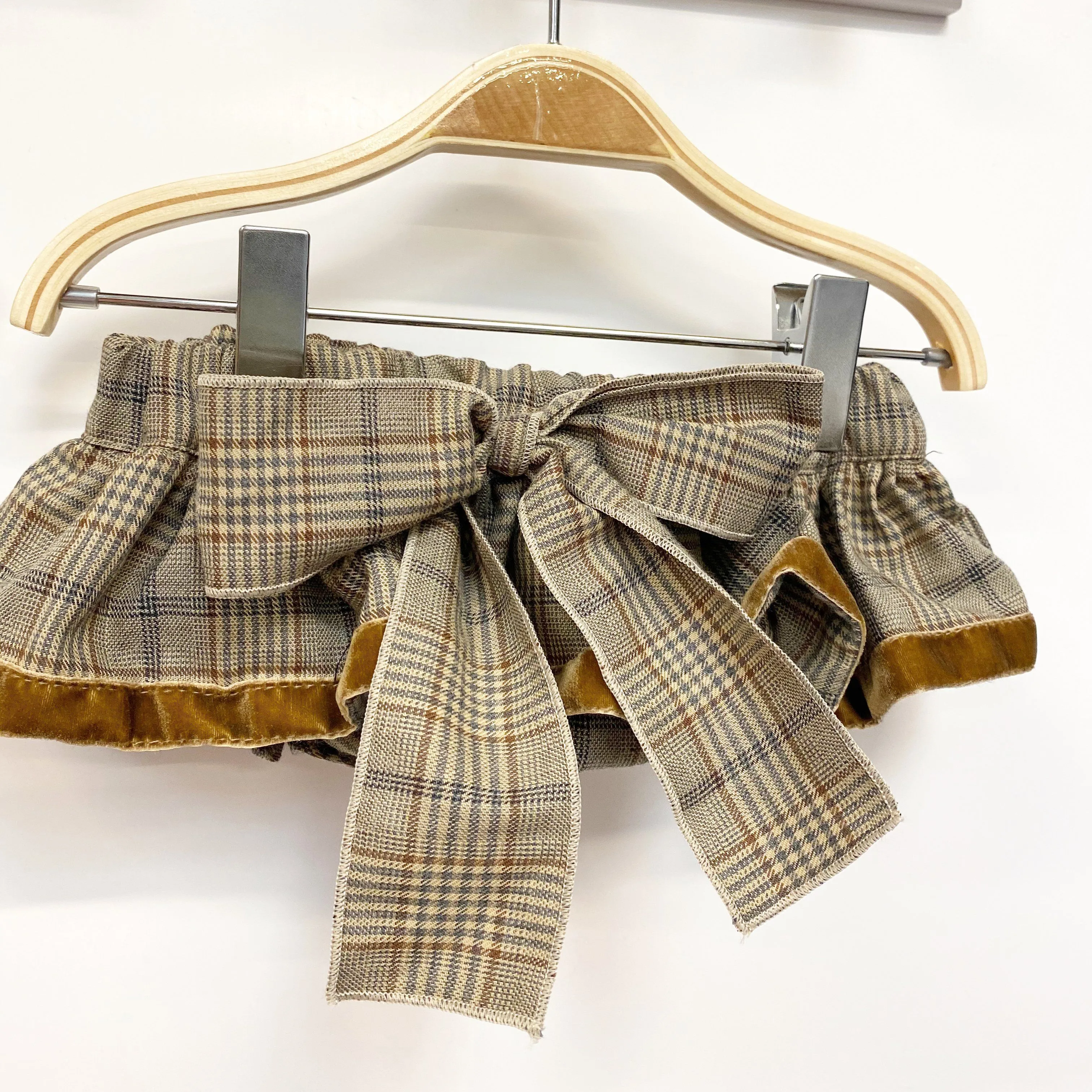 Beige Tartan Bow Bloomers