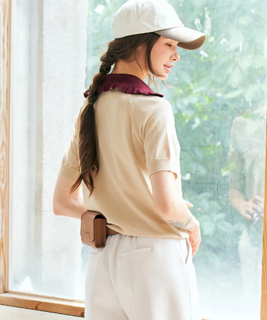 BENECIA 12 Frill Collar - Burgundy