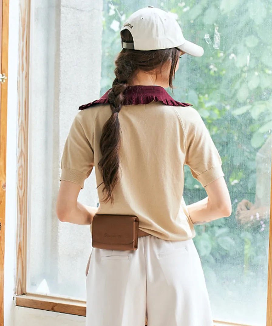 BENECIA 12 Frill Collar - Burgundy