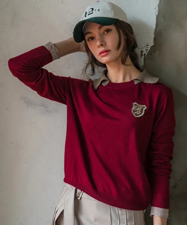 BENECIA 12 Ria Collar Knit - Wine